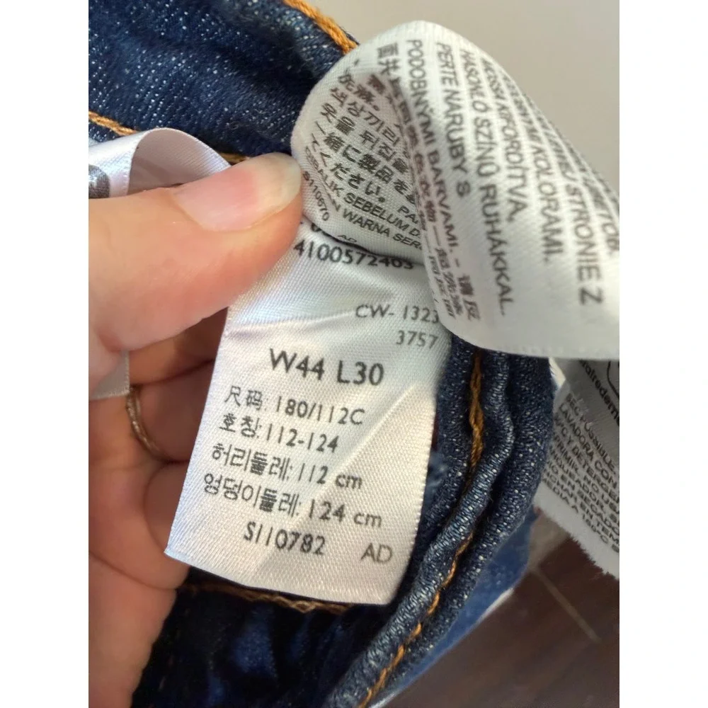 Levis 527 Slim Bootcut Jeans Mens 44x30 Dark Wash WaterLess Denim Blue 527-0539